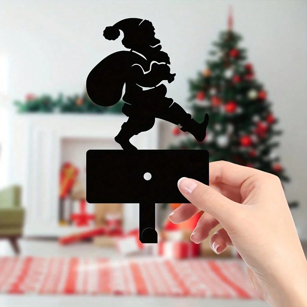 1PC Christmas Metal Creative Christmas Silhouette Key Holder - Household Multi-Purpose Clothes Bag Key Hooks - Gorgeous Christmas Decorative Hooks