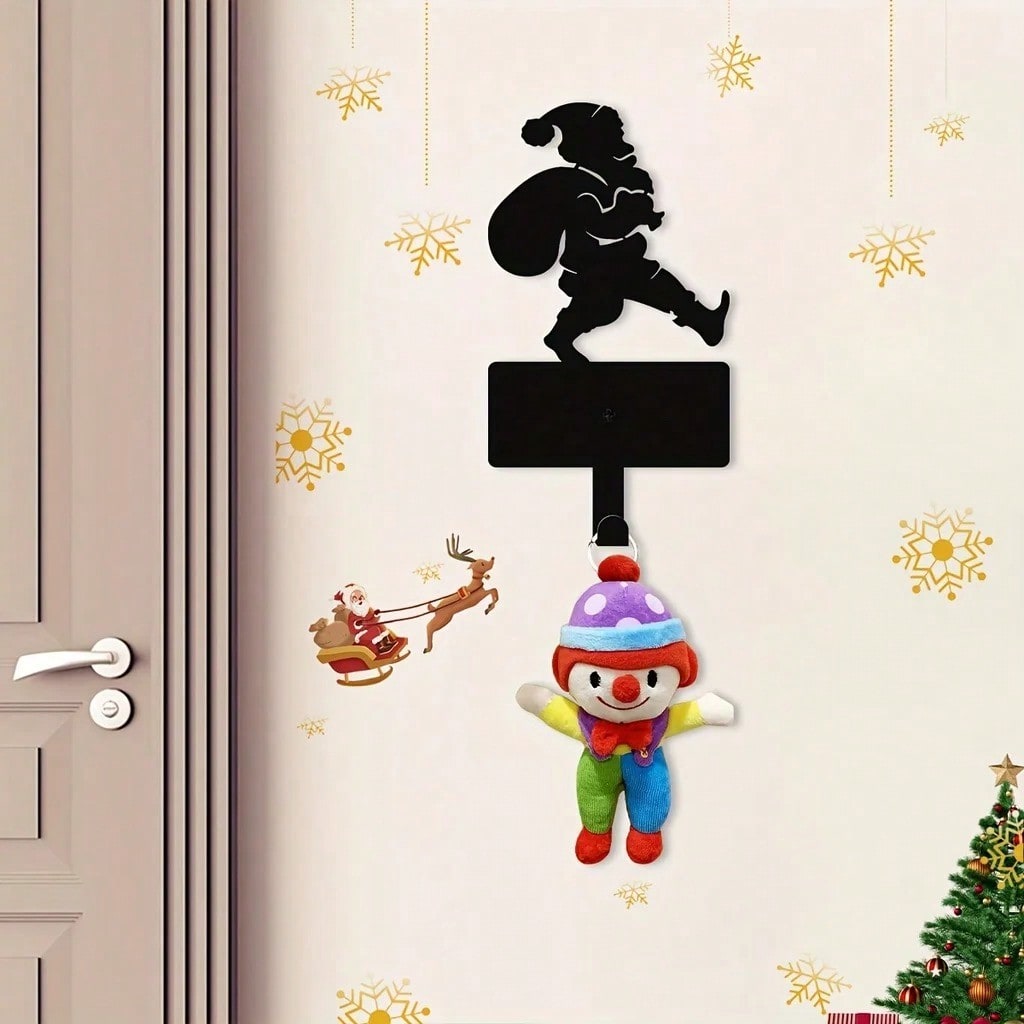1PC Christmas Metal Creative Christmas Silhouette Key Holder - Household Multi-Purpose Clothes Bag Key Hooks - Gorgeous Christmas Decorative Hooks