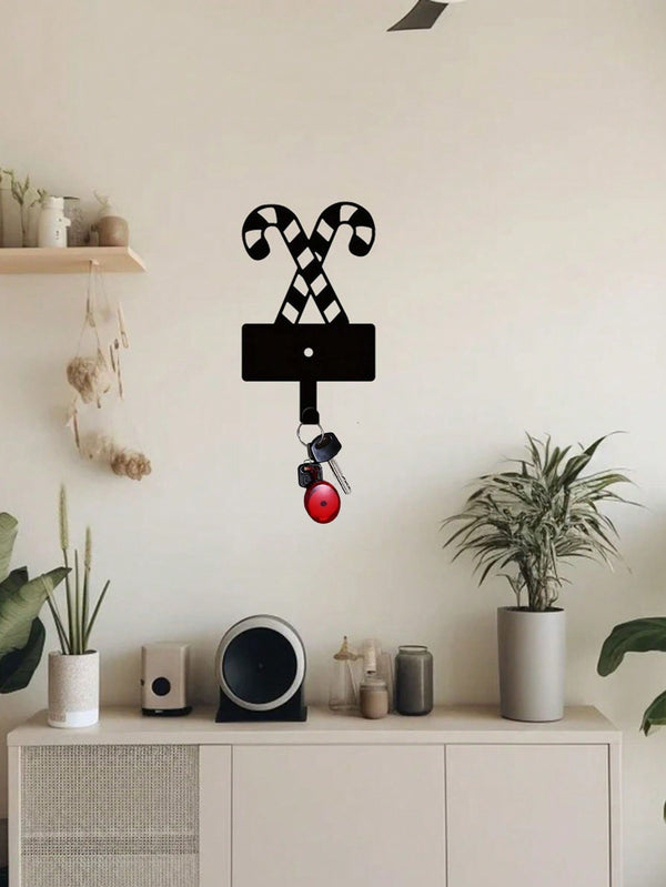 A cute Christmas gingerbread man metal key hook, festive Christmas decorations, wall-mounted hooks, stylish iron bathroom towel hooks, and charming scene decorations.