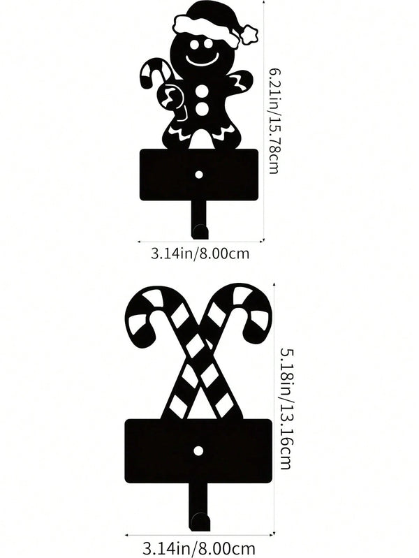 A cute Christmas gingerbread man metal key hook, festive Christmas decorations, wall-mounted hooks, stylish iron bathroom towel hooks, and charming scene decorations.