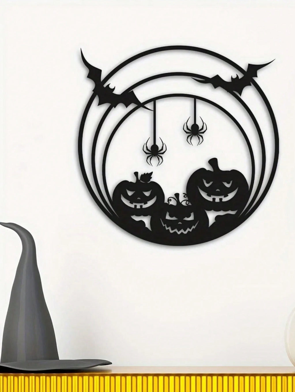 1 piece Halloween pumpkin metal wall decoration, spider web bat house number wall decoration, Halloween Day of the Dead home party decoration, home decoration, Halloween decoration, room decoration