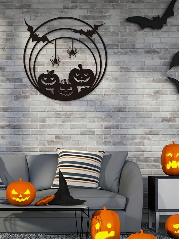 1 piece Halloween pumpkin metal wall decoration, spider web bat house number wall decoration, Halloween Day of the Dead home party decoration, home decoration, Halloween decoration, room decoration