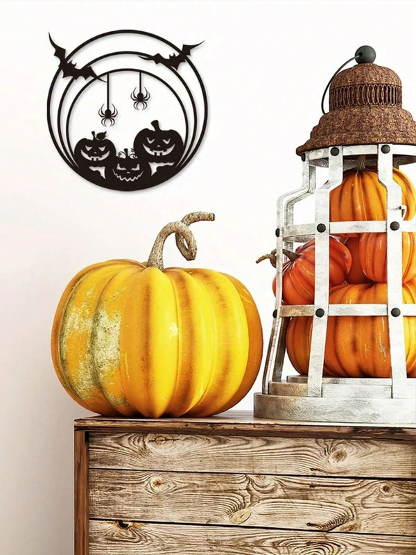 1 piece Halloween pumpkin metal wall decoration, spider web bat house number wall decoration, Halloween Day of the Dead home party decoration, home decoration, Halloween decoration, room decoration