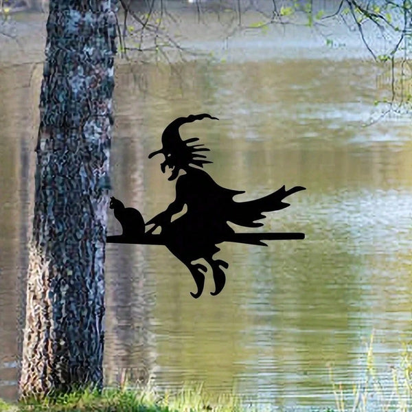 1 Halloween iron silhouette hanging three-bat shaped stump garden hollow sculpture ornament, metal inlay, ground wrought iron artwork