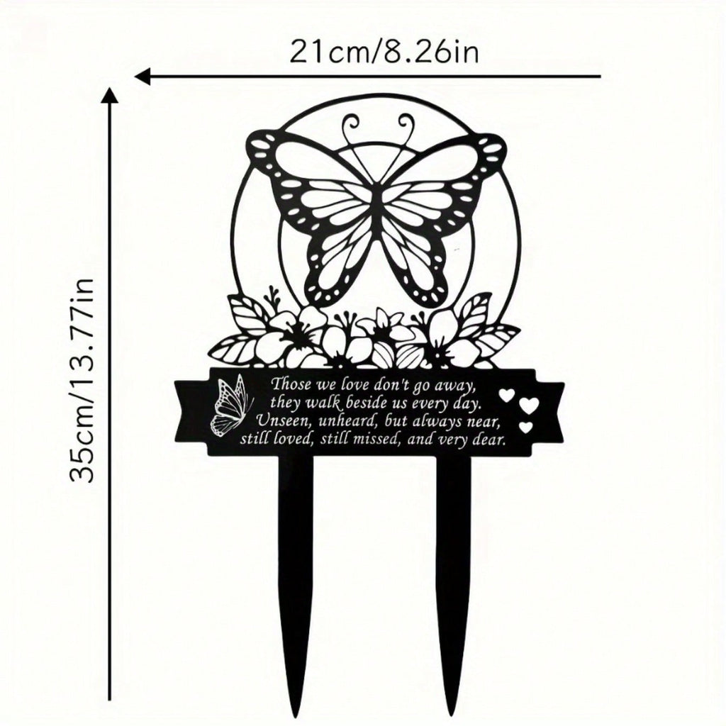 1pc Metal plaque commemorating the Day of the Dead - handmade burial decoration insert for outdoor gardens or courtyards, featuring designs of sympathetic birds and butterflies