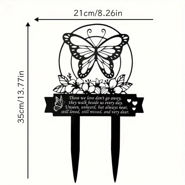 1pc Metal plaque commemorating the Day of the Dead - handmade burial decoration insert for outdoor gardens or courtyards, featuring designs of sympathetic birds and butterflies