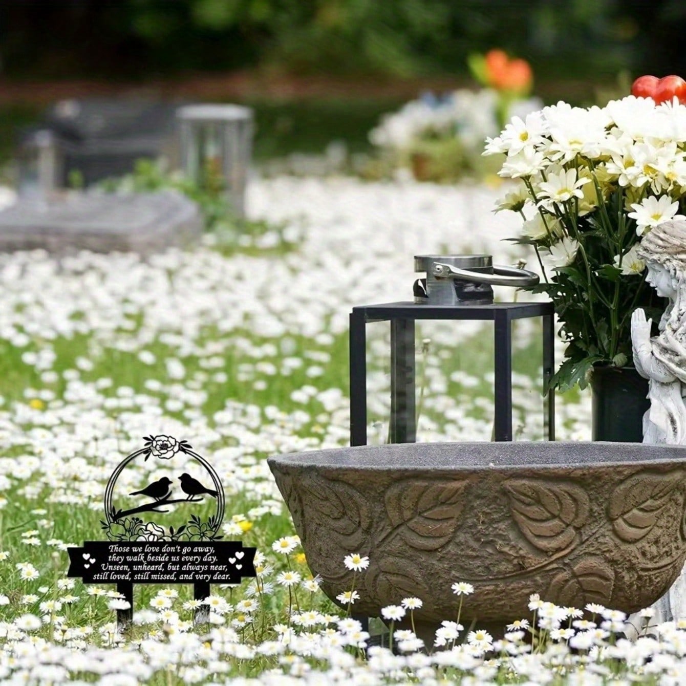 1pc Metal plaque commemorating the Day of the Dead - handmade burial decoration insert for outdoor gardens or courtyards, featuring designs of sympathetic birds and butterflies