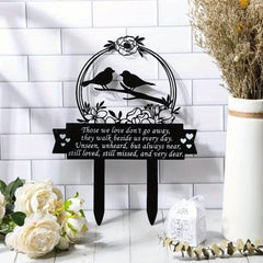 1pc Metal plaque commemorating the Day of the Dead - handmade burial decoration insert for outdoor gardens or courtyards, featuring designs of sympathetic birds and butterflies
