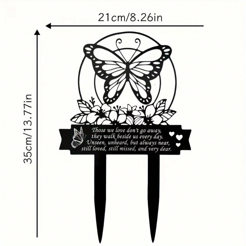 1pc Metal plaque commemorating the Day of the Dead - handmade burial decoration insert for outdoor gardens or courtyards, featuring designs of sympathetic birds and butterflies