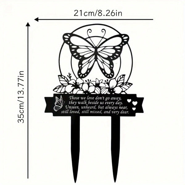 1pc Metal plaque commemorating the Day of the Dead - handmade burial decoration insert for outdoor gardens or courtyards, featuring designs of sympathetic birds and butterflies