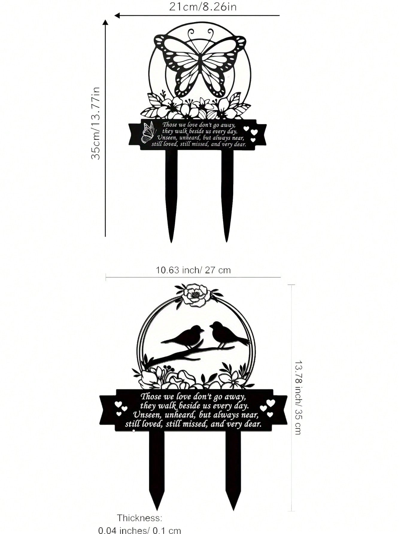 1pc Metal plaque commemorating the Day of the Dead - handmade burial decoration insert for outdoor gardens or courtyards, featuring designs of sympathetic birds and butterflies