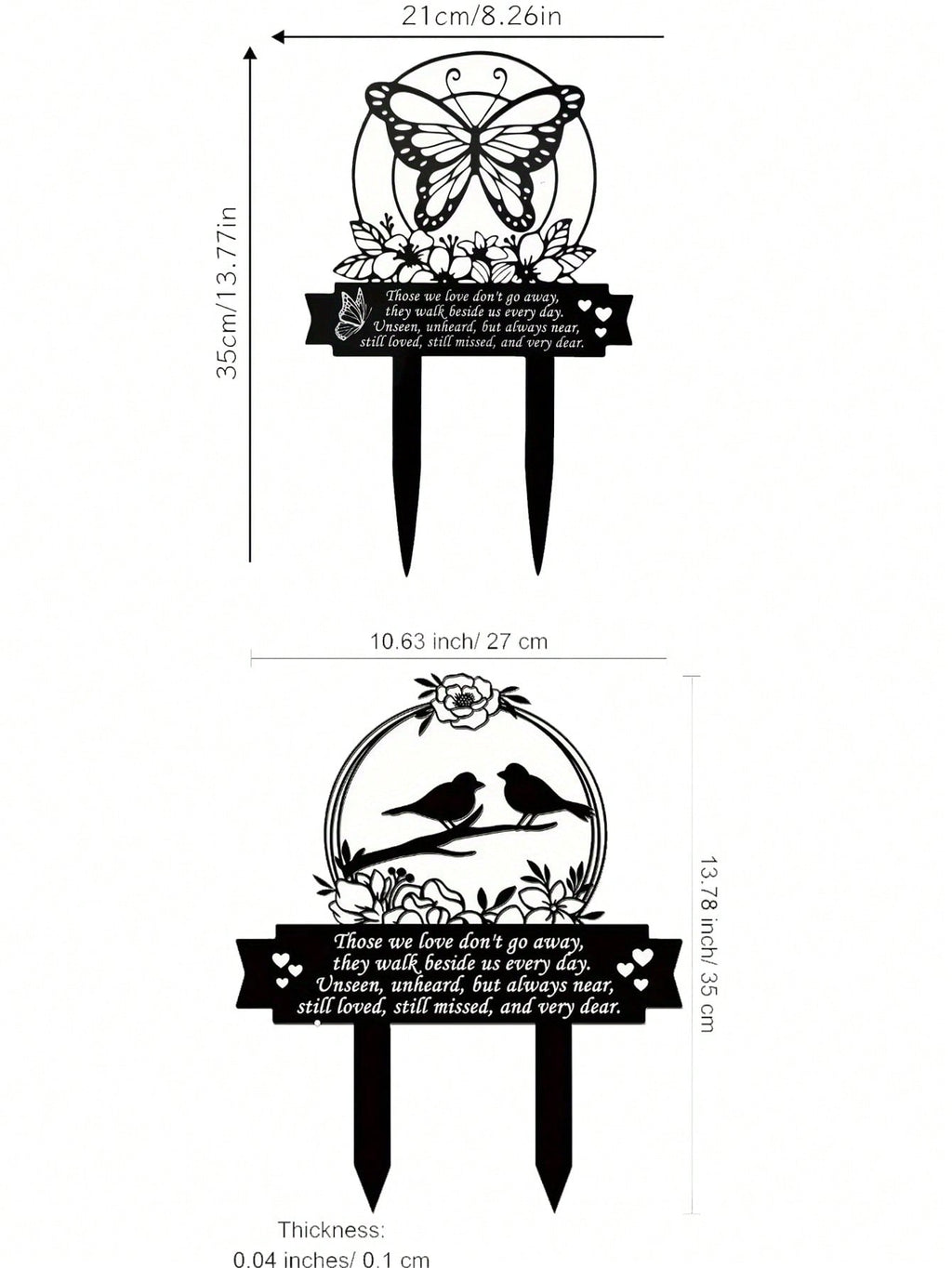 1pc Metal plaque commemorating the Day of the Dead - handmade burial decoration insert for outdoor gardens or courtyards, featuring designs of sympathetic birds and butterflies