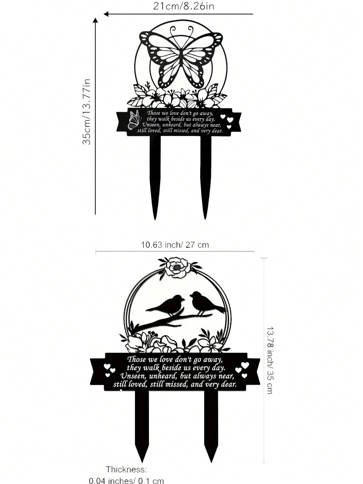1pc Metal plaque commemorating the Day of the Dead - handmade burial decoration insert for outdoor gardens or courtyards, featuring designs of sympathetic birds and butterflies