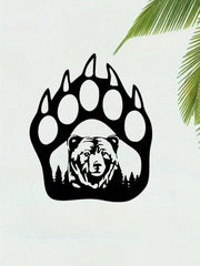 1 PC Black metal iron home decor bear and bear paw decorative wall art, living room bedroom universal, exquisite personalized gift suitable for decorating the wall
