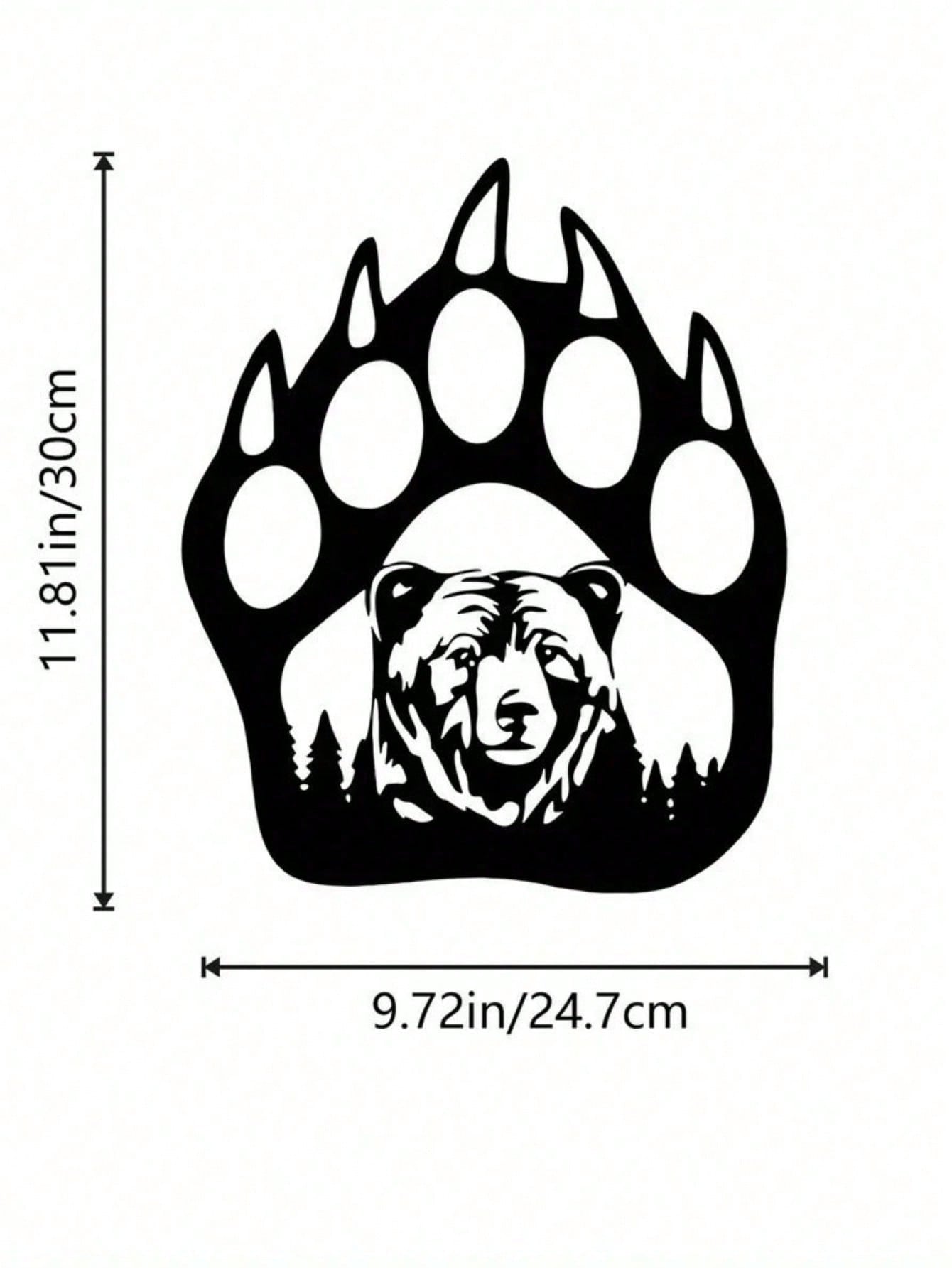 1 PC Black metal iron home decor bear and bear paw decorative wall art, living room bedroom universal, exquisite personalized gift suitable for decorating the wall