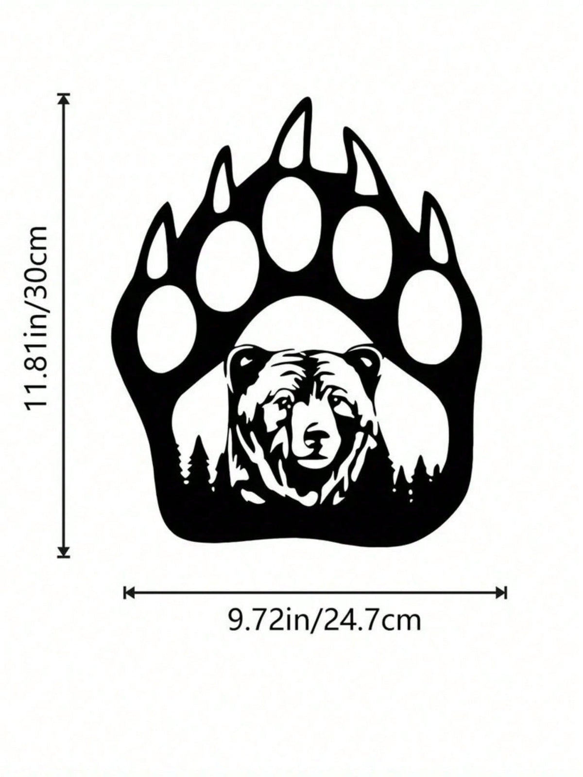 1 PC Black metal iron home decor bear and bear paw decorative wall art, living room bedroom universal, exquisite personalized gift suitable for decorating the wall