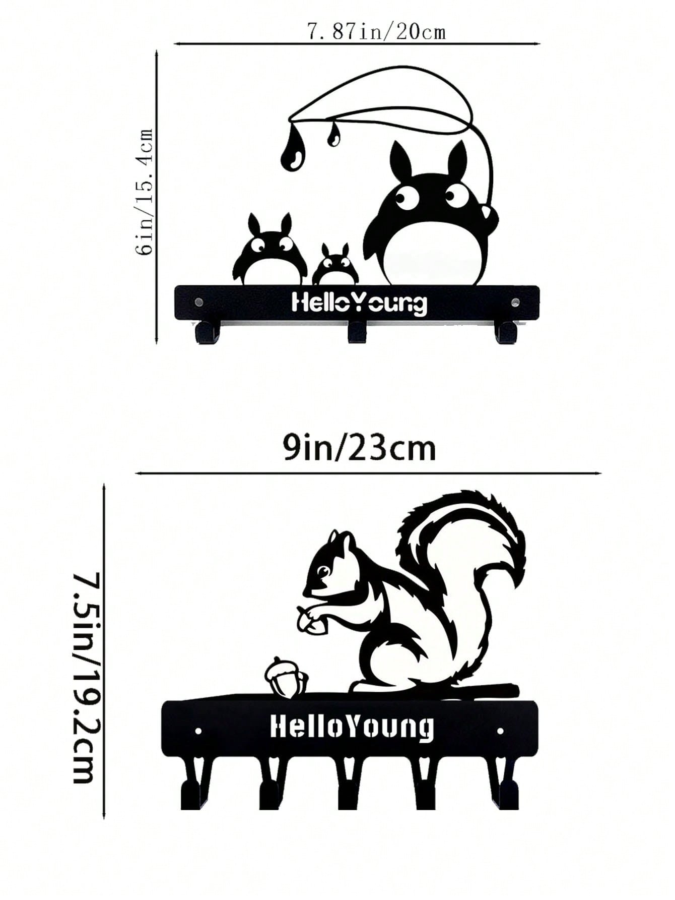 1个松鼠/猫金属钥匙架壁钩艺术造型装饰配件壁挂式挂钩钥匙链