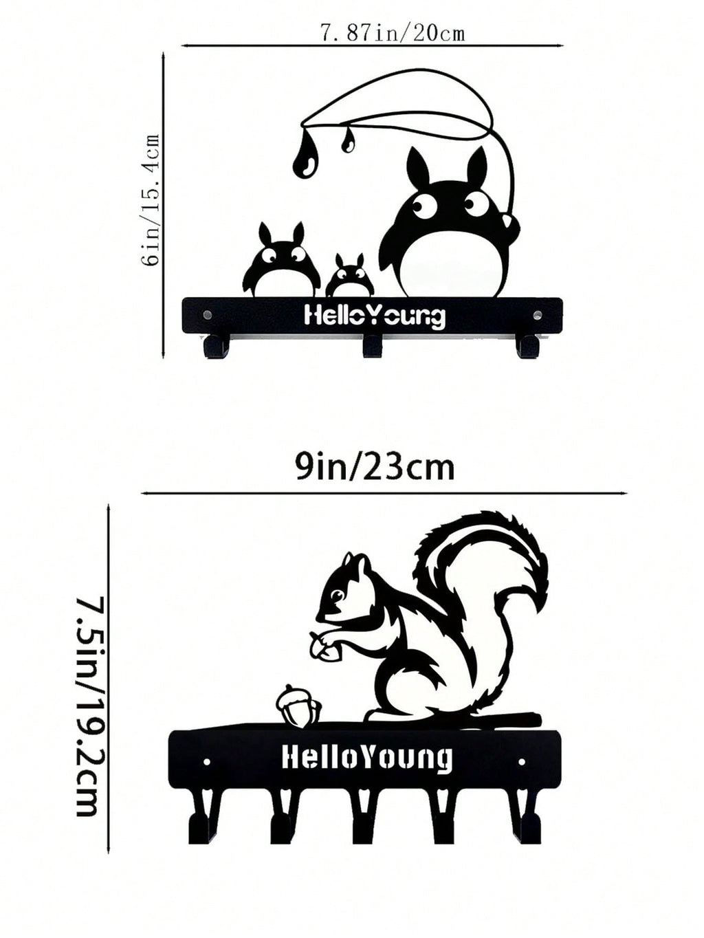 1 Squirrel/Cat Metal Key Holder Wall Hook Art Decorative Accessories Wall Hook Keychain