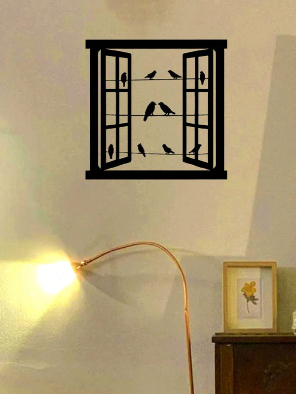 1 piece of metal craft pendant, bird window/compass peak metal wall decoration, artistic office iron decoration, home decoration, gothic room decoration