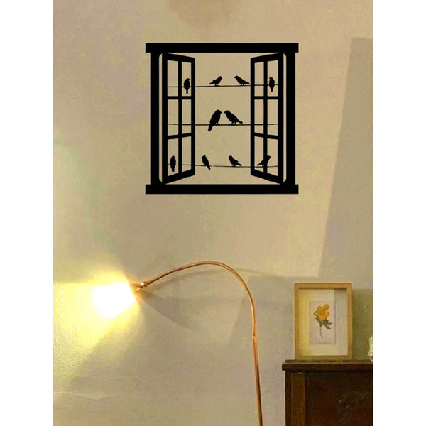 1 piece of metal craft pendant, bird window/compass peak metal wall decoration, artistic office iron decoration, home decoration, gothic room decoration