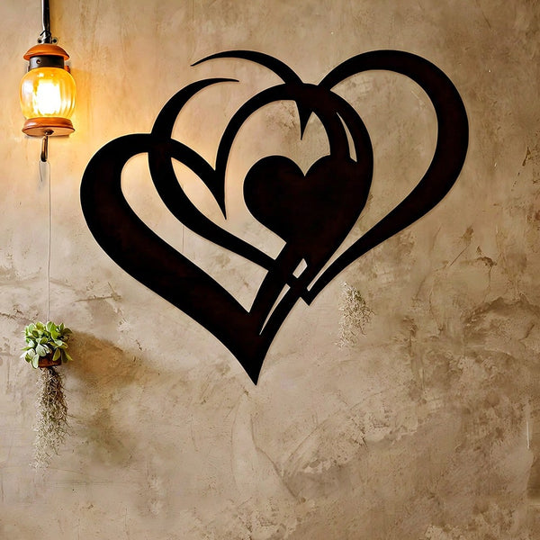 1 Piece Of Heart-Shaped Metal Wall Decoration Art Decoration, Unique Heart-Shaped Logo Metal Wall Decoration, Wall Mounted Geometric Decoration