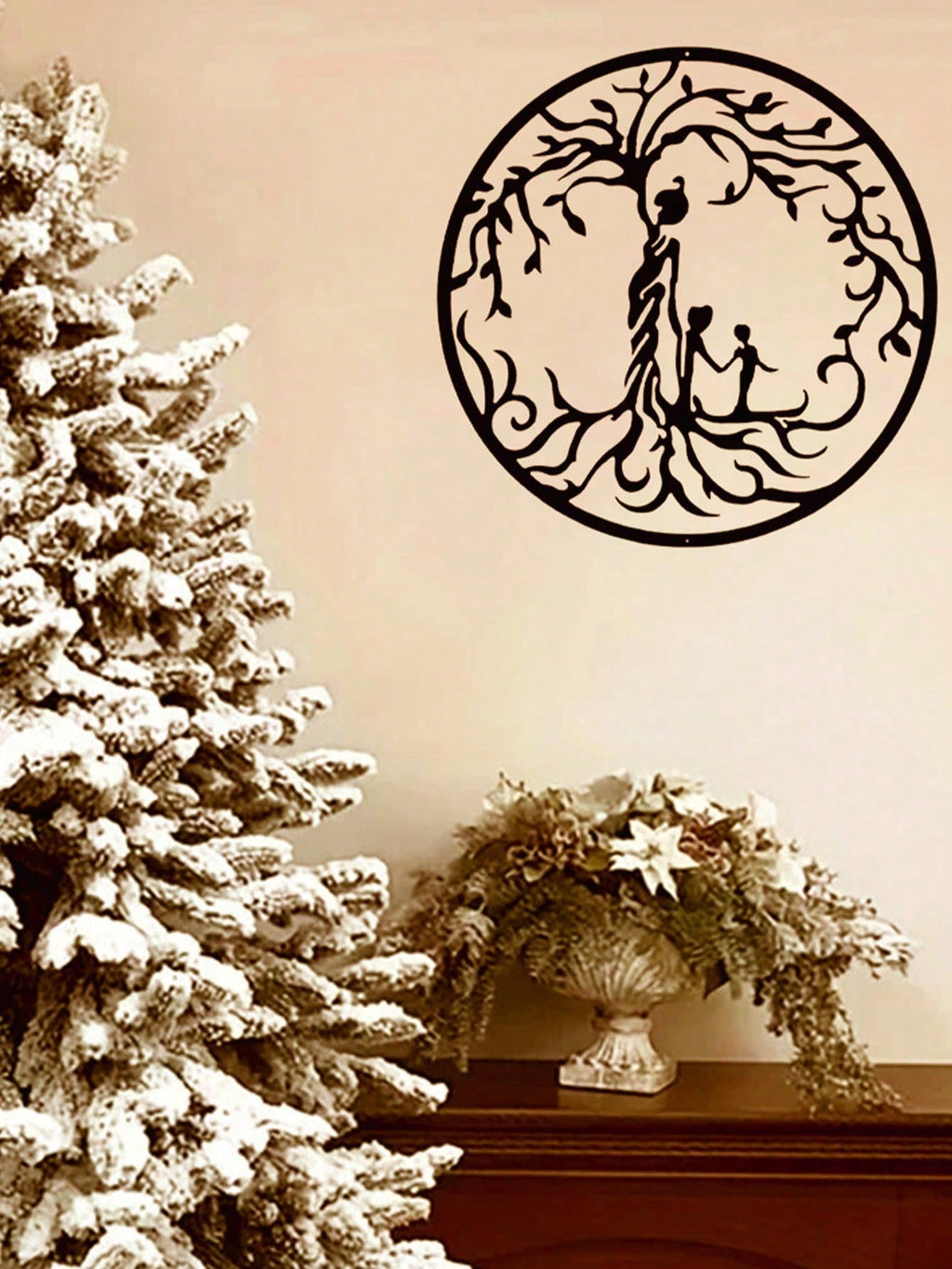 "1PC Tree of Life Wall Art: Elegant Metal Wall Decor for Home & Office, Spiritual Boho Iron Wall Hanging, Unique Handmade Room Decor for Living Room, Bedroom, Gift Idea"