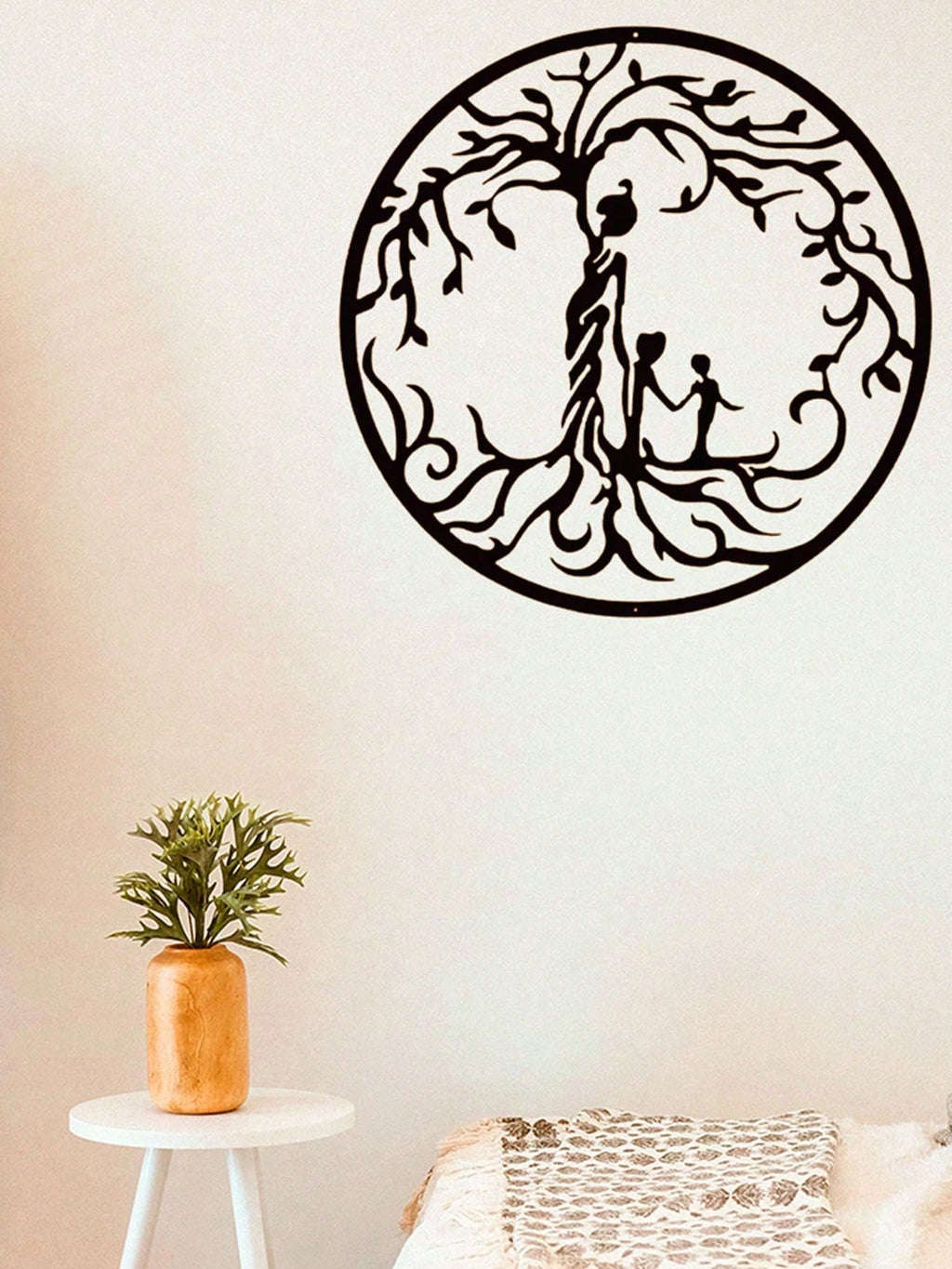 "1PC Tree of Life Wall Art: Elegant Metal Wall Decor for Home & Office, Spiritual Boho Iron Wall Hanging, Unique Handmade Room Decor for Living Room, Bedroom, Gift Idea"
