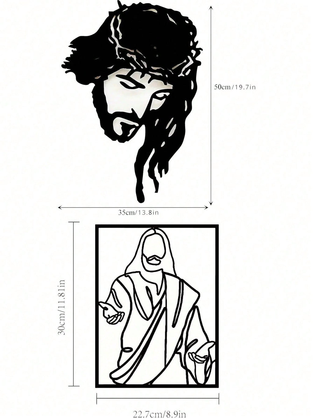 "Jesus Christ Metal Wall Art - Elegant Iron Silhouette Christian Decor for Home, Church & Easter | Inspirational Spiritual Gift for Believers, Religious Home Decor, Rustic Wall Hanging – Waterproof, Rust-Proof, Durable – Perfect for Bedroom, Living Room,