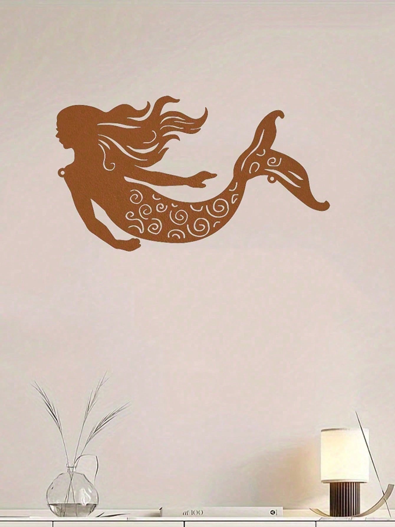 "1pc Rustic Metal Mermaid Wall Art - Handcrafted Outdoor & Indoor Wall Decor for Patio, Garden, Living Room, Bedroom - Unique Housewarming Gift, Coastal Home Decor, Beach-Themed Wall Hanging"