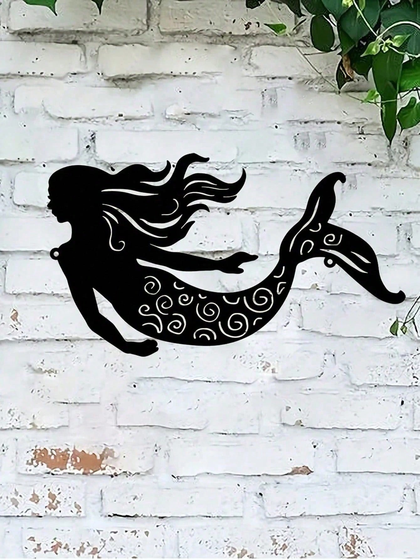 "1pc Rustic Metal Mermaid Wall Art - Handcrafted Outdoor & Indoor Wall Decor for Patio, Garden, Living Room, Bedroom - Unique Housewarming Gift, Coastal Home Decor, Beach-Themed Wall Hanging"