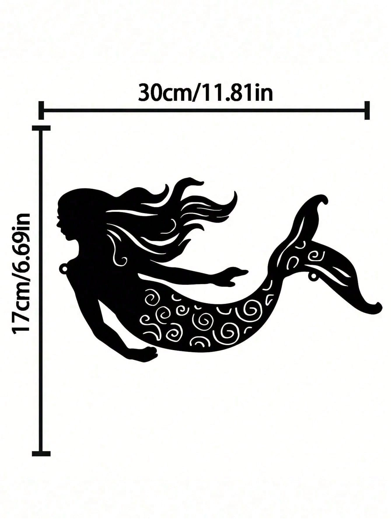 "1pc Rustic Metal Mermaid Wall Art - Handcrafted Outdoor & Indoor Wall Decor for Patio, Garden, Living Room, Bedroom - Unique Housewarming Gift, Coastal Home Decor, Beach-Themed Wall Hanging"