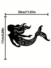 "1pc Rustic Metal Mermaid Wall Art - Handcrafted Outdoor & Indoor Wall Decor for Patio, Garden, Living Room, Bedroom - Unique Housewarming Gift, Coastal Home Decor, Beach-Themed Wall Hanging"