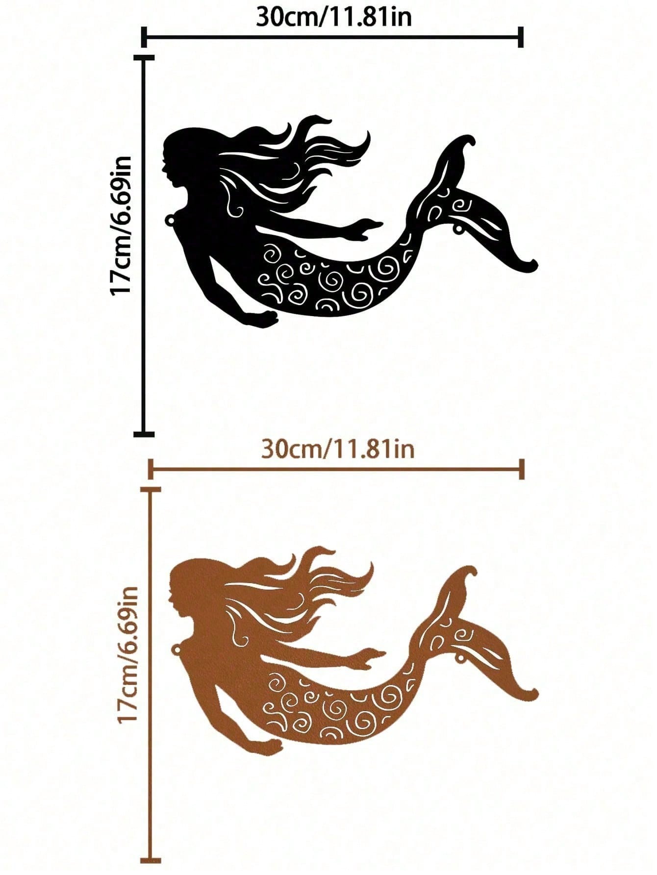 "1pc Rustic Metal Mermaid Wall Art - Handcrafted Outdoor & Indoor Wall Decor for Patio, Garden, Living Room, Bedroom - Unique Housewarming Gift, Coastal Home Decor, Beach-Themed Wall Hanging"