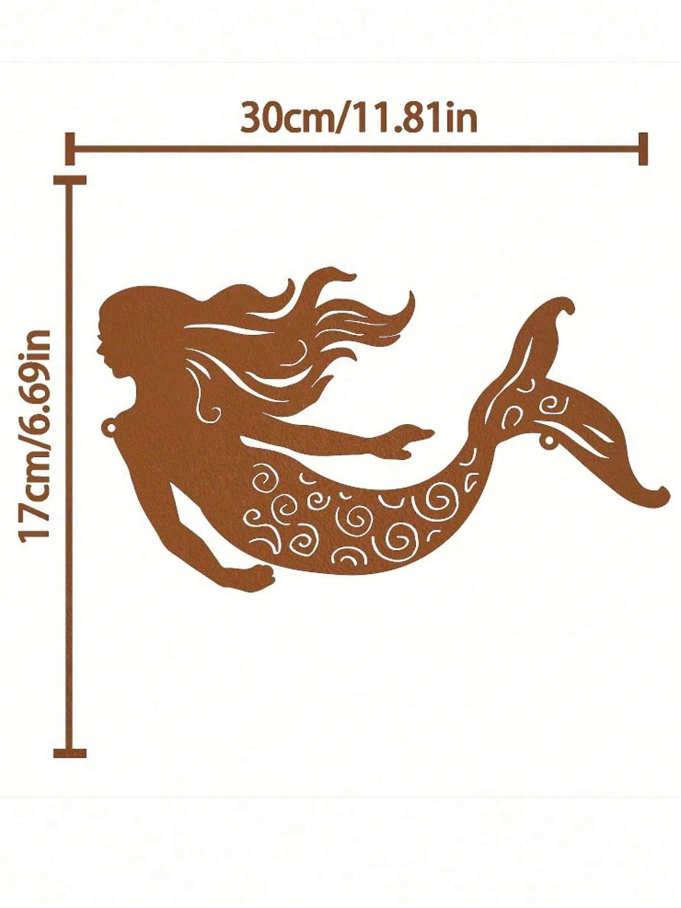 "1pc Rustic Metal Mermaid Wall Art - Handcrafted Outdoor & Indoor Wall Decor for Patio, Garden, Living Room, Bedroom - Unique Housewarming Gift, Coastal Home Decor, Beach-Themed Wall Hanging"