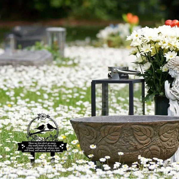 "Day of the Dead Handmade Metal Memorial Plaque - Outdoor Garden Cemetery Decoration with Etched Birds and Butterflies - Rust-proof Cemetery Souvenir for Altars, Courtyards and Tombs"
