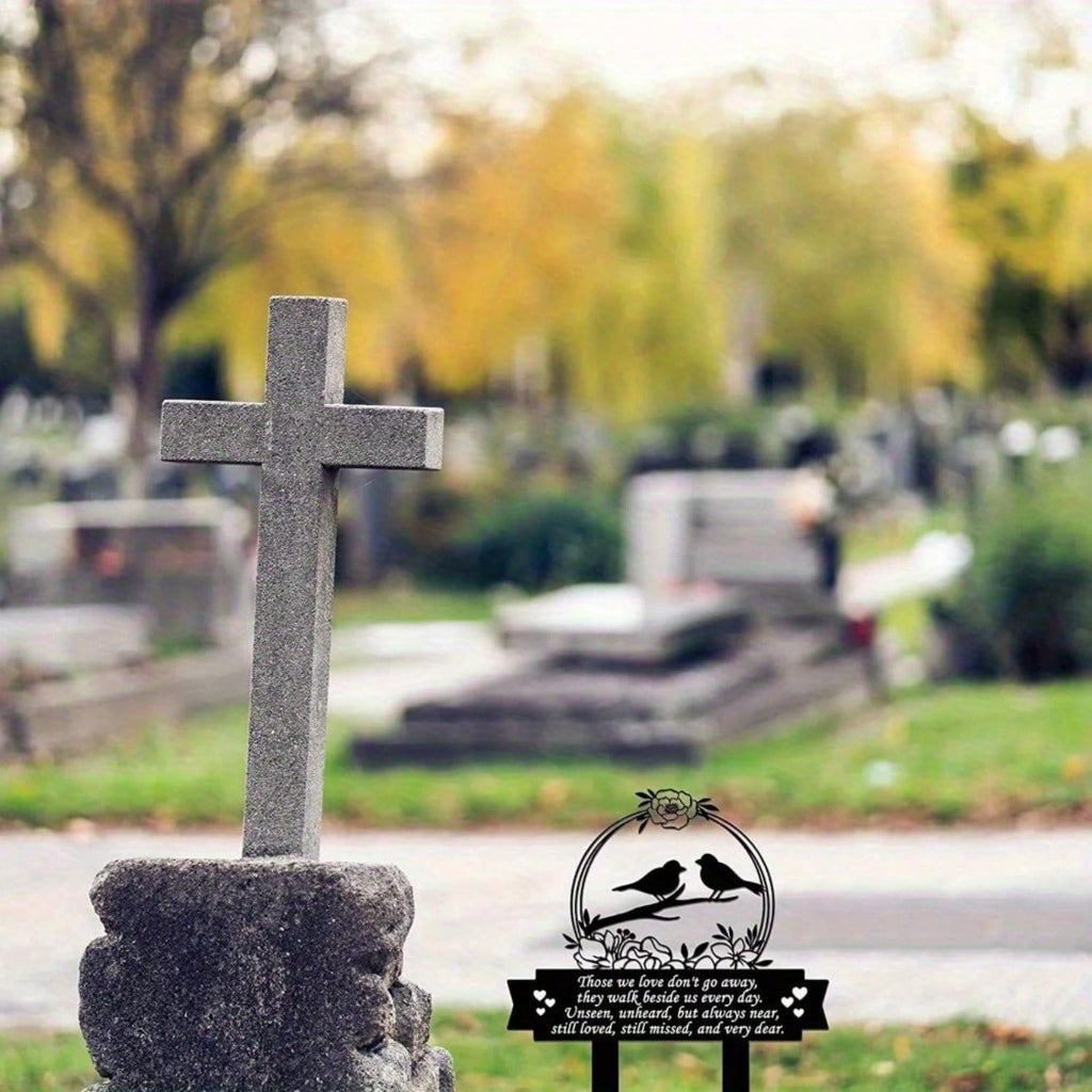 "Day of the Dead Handmade Metal Memorial Plaque - Outdoor Garden Cemetery Decoration with Etched Birds and Butterflies - Rust-proof Cemetery Souvenir for Altars, Courtyards and Tombs"