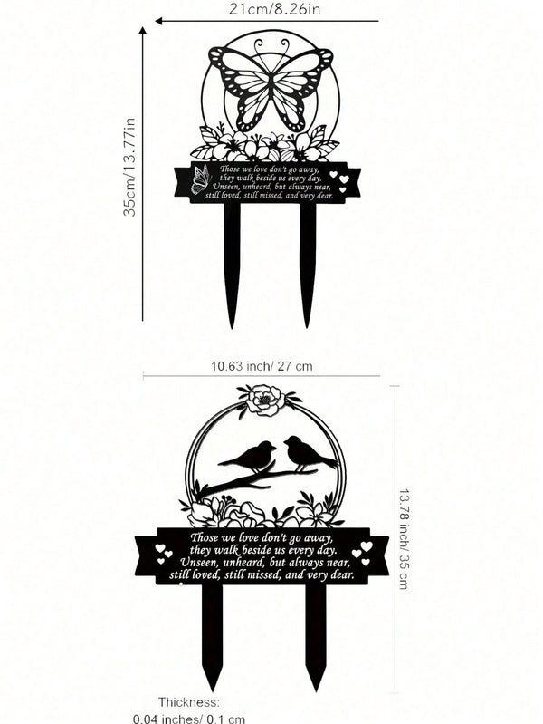"Day of the Dead Handmade Metal Memorial Plaque - Outdoor Garden Cemetery Decoration with Etched Birds and Butterflies - Rust-proof Cemetery Souvenir for Altars, Courtyards and Tombs"