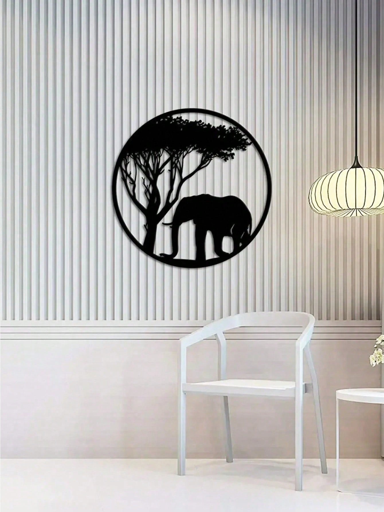 " Black Metal Iron Wall Art - Elegant Elephant & Tree Circle Design, Nature-Inspired Home Decor for Indoor & Outdoor Spaces, Unique Personalized Gift for Housewarming, Wedding, or Anniversary"