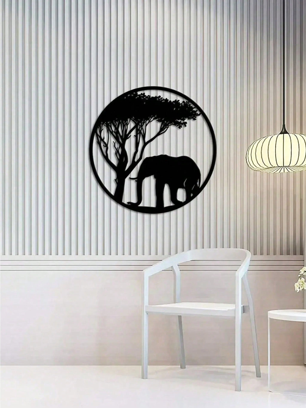 " Black Metal Iron Wall Art - Elegant Elephant & Tree Circle Design, Nature-Inspired Home Decor for Indoor & Outdoor Spaces, Unique Personalized Gift for Housewarming, Wedding, or Anniversary"