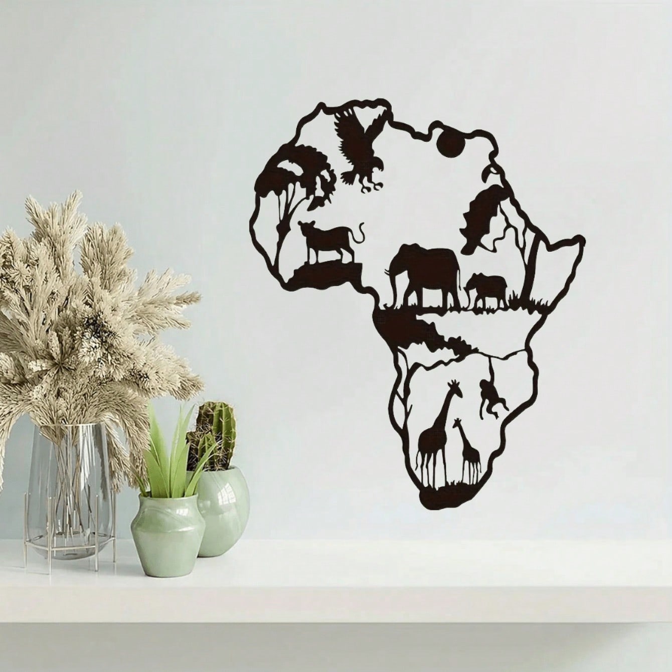 " Black Metal Iron Wall Art - Elegant Elephant & Tree Circle Design, Nature-Inspired Home Decor for Indoor & Outdoor Spaces, Unique Personalized Gift for Housewarming, Wedding, or Anniversary"