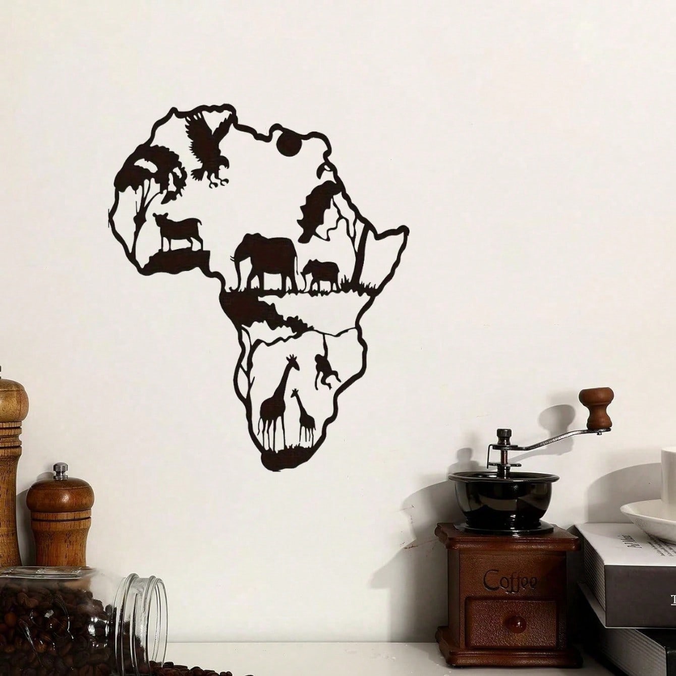 " Black Metal Iron Wall Art - Elegant Elephant & Tree Circle Design, Nature-Inspired Home Decor for Indoor & Outdoor Spaces, Unique Personalized Gift for Housewarming, Wedding, or Anniversary"