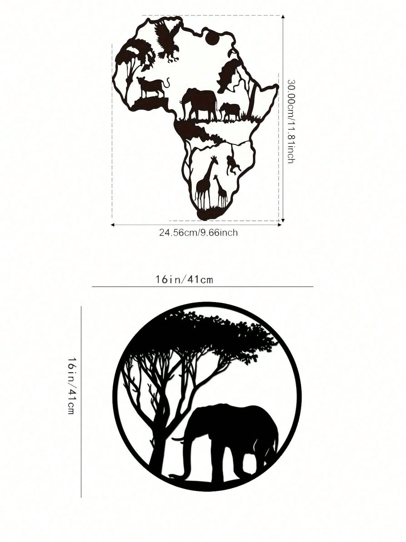 " Black Metal Iron Wall Art - Elegant Elephant & Tree Circle Design, Nature-Inspired Home Decor for Indoor & Outdoor Spaces, Unique Personalized Gift for Housewarming, Wedding, or Anniversary"