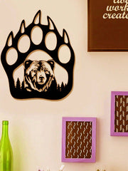 "Black Metal Iron Bear Wall Art - Handcrafted Gothic Home Decor with Bear Paw Design, Perfect for Living Room & Bedroom - Unique Personalized Gift for Housewarming, Birthday, and Wall Decoration"
