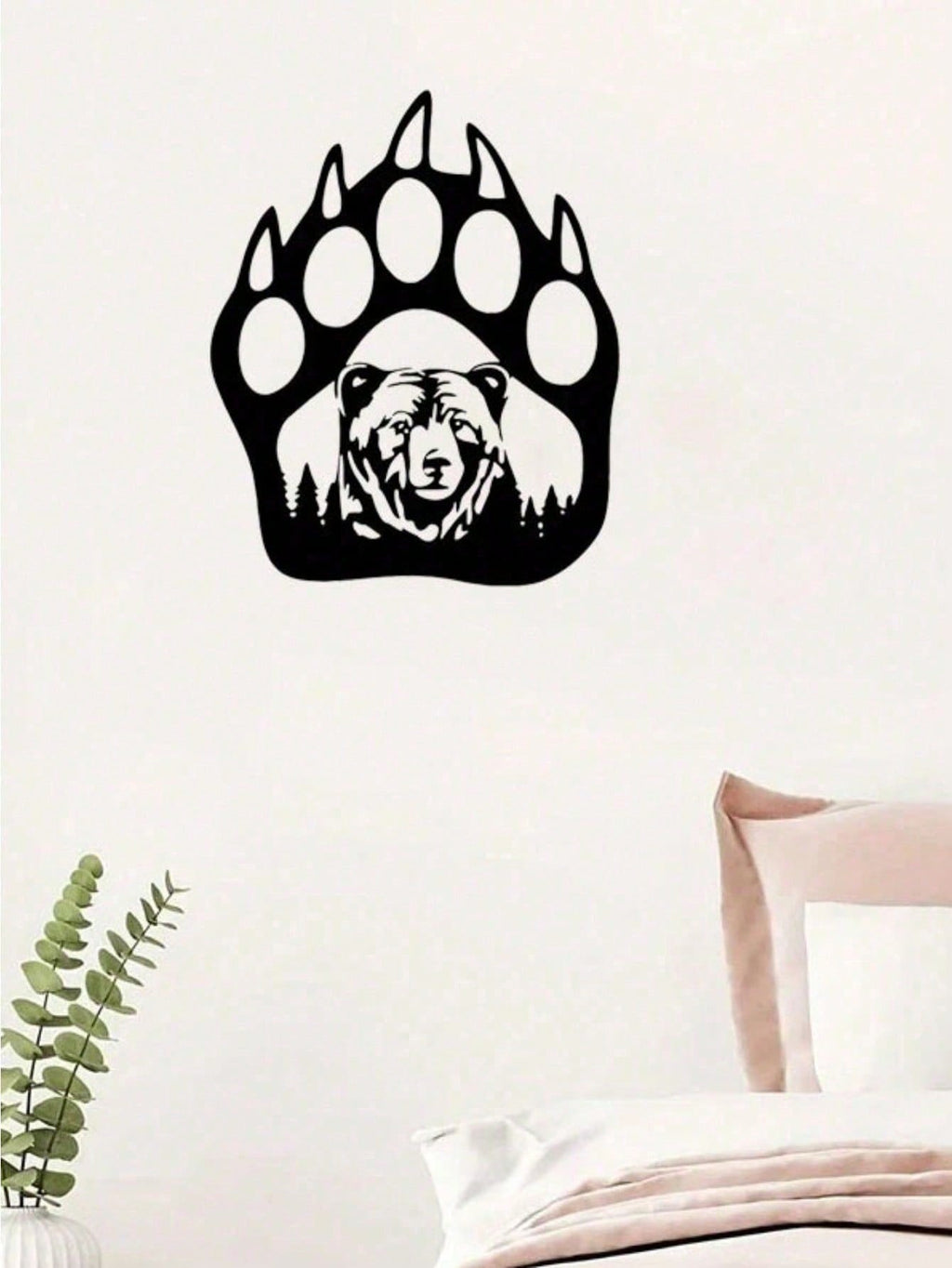 "Black Metal Iron Bear Wall Art - Handcrafted Gothic Home Decor with Bear Paw Design, Perfect for Living Room & Bedroom - Unique Personalized Gift for Housewarming, Birthday, and Wall Decoration"