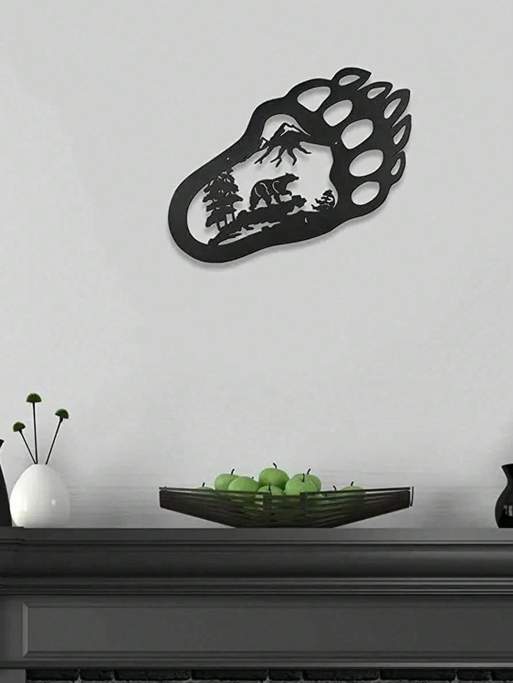 "Black Metal Iron Bear Wall Art - Handcrafted Gothic Home Decor with Bear Paw Design, Perfect for Living Room & Bedroom - Unique Personalized Gift for Housewarming, Birthday, and Wall Decoration"