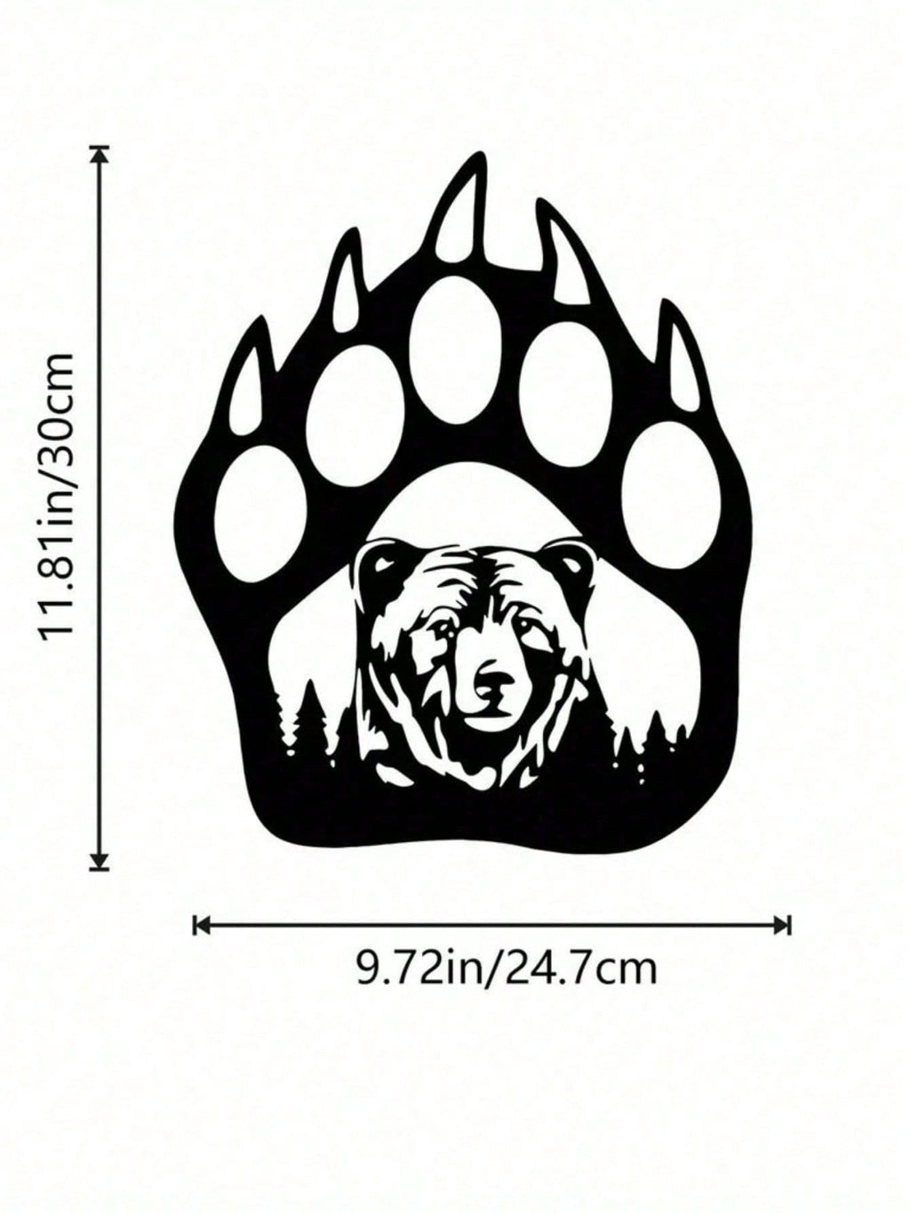 "Black Metal Iron Bear Wall Art - Handcrafted Gothic Home Decor with Bear Paw Design, Perfect for Living Room & Bedroom - Unique Personalized Gift for Housewarming, Birthday, and Wall Decoration"