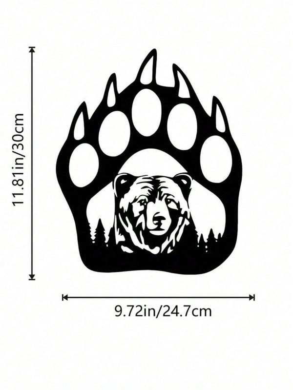 "Black Metal Iron Bear Wall Art - Handcrafted Gothic Home Decor with Bear Paw Design, Perfect for Living Room & Bedroom - Unique Personalized Gift for Housewarming, Birthday, and Wall Decoration"