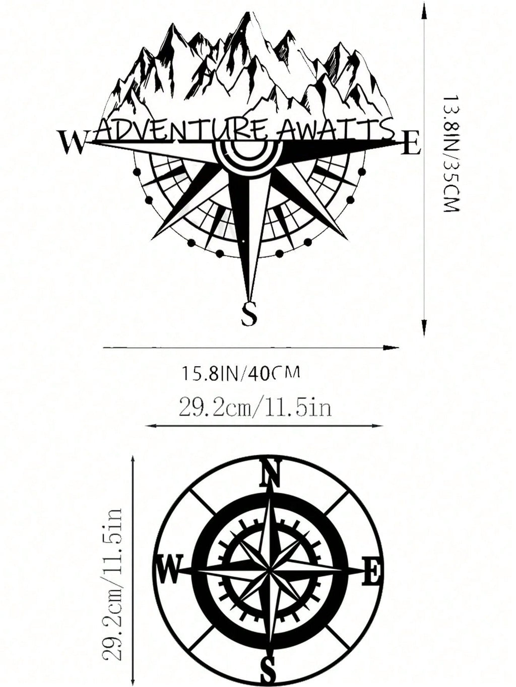 Vintage Compass Metal Wall Hanging Decoration - Inspired Home Decor for Studies, Cafés, or Libraries | Vintage nautical decorations, directional signs, adventure-themed metal crafts, unique wall-mounted decorations