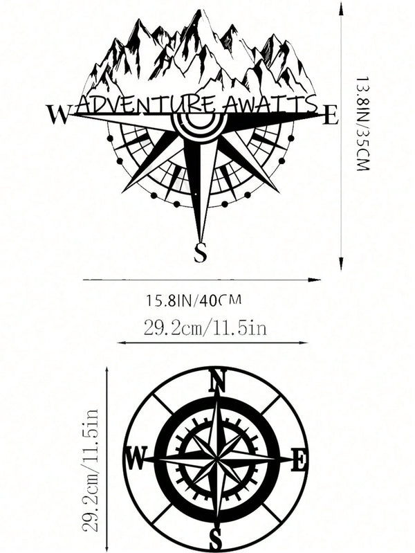 Vintage Compass Metal Wall Decorations - Inspired Home Decorations for Study, Cafe or Library | Vintage Nautical Decorations, Directional Signs, Adventure Themed Metal Crafts, Unique Wall Decorations