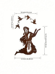 "2Pcs/Set Southwestern Style Metal Wall Art - Spiritual Woman & Tribal Design, Boho Chic Home Decor, Native American Inspired, West Indies Style, Handcrafted for Living Room, Bedroom"